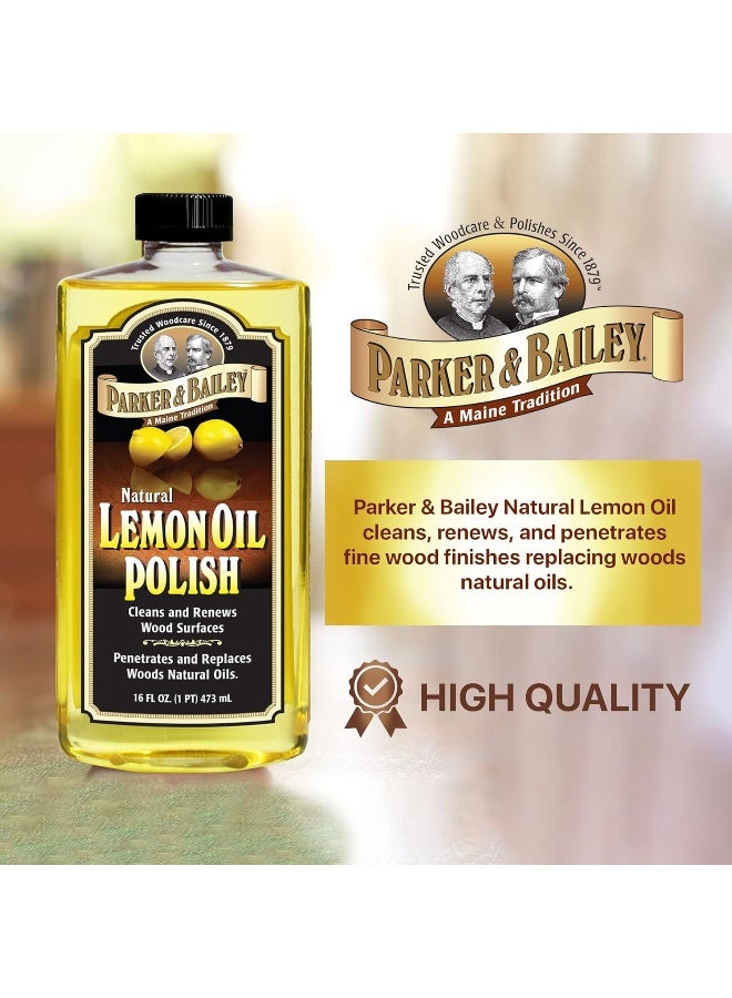 Parker & Bailey Lemon Oil Polish - Natural Lemon Scented Wood Cleaner & Furniture Polish, Cleans, Renews, Restores & Rejuvenates Wood Surfaces, 16oz - Image 2